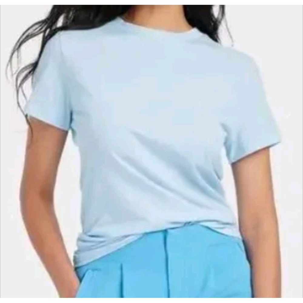 NEW A New Day Women's Short Sleeve T-Shirt Solid Blue Size M